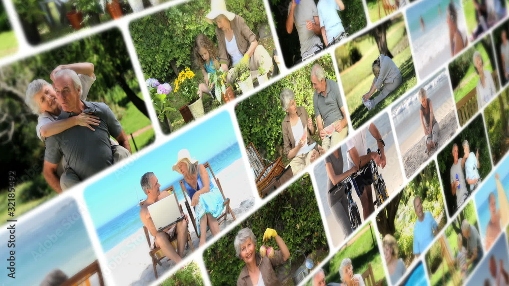 Montage of elderly couples in different situations