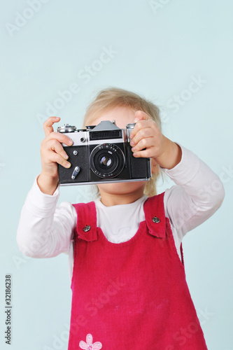 girl with old camera