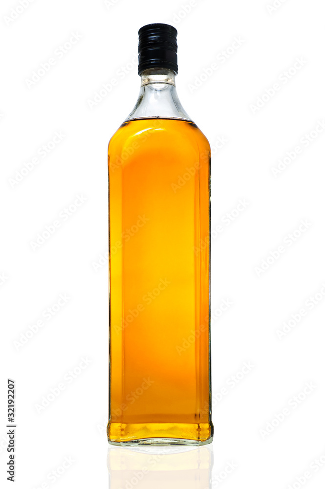 Bottle of whiskey on white background Bottle of whiskey on white background