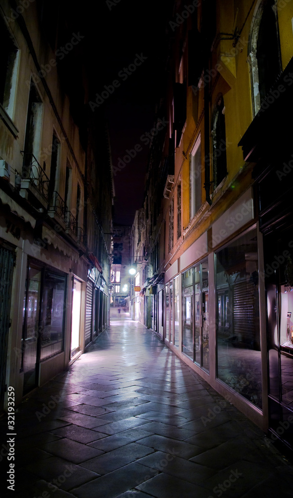 night view of Venice street, Italy