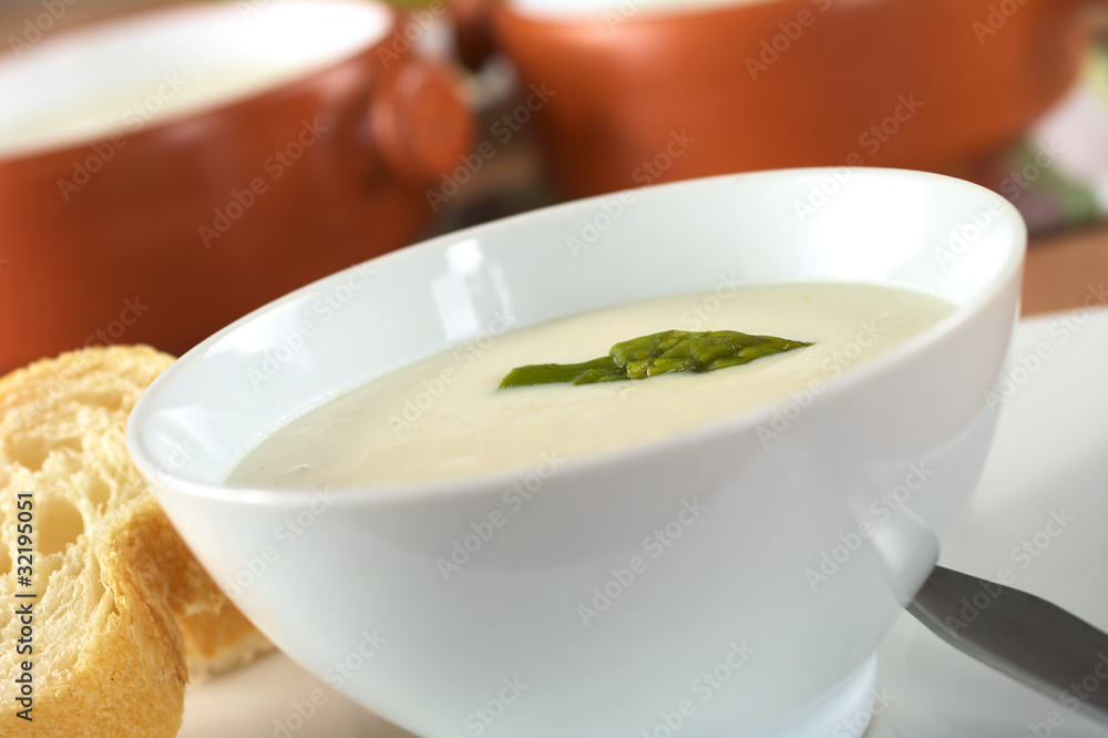 Cream of asparagus with green asparagus on top Cream of asparagus with green asparagus on top