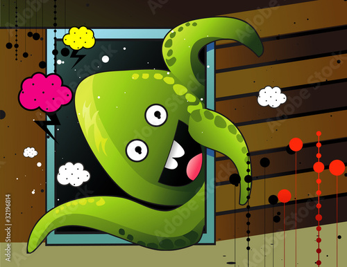 crazy monster in the window