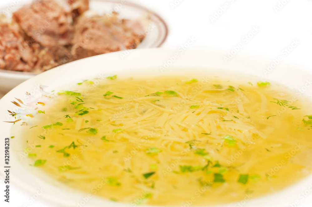 chicken noodle soup - broth