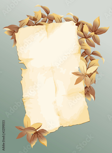 old paper with foliage