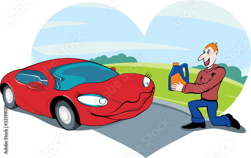 person caring for a car