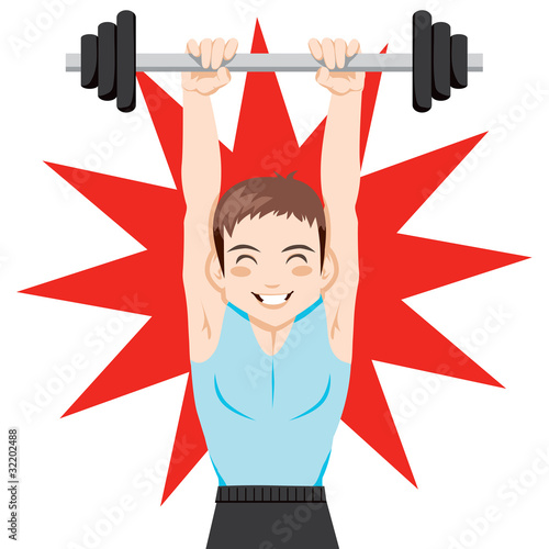 Young man training weight lifting