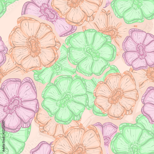 Wallpaper Mural vector seamless background with abstract flowers Torontodigital.ca