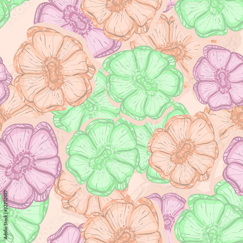 vector seamless background with abstract flowers