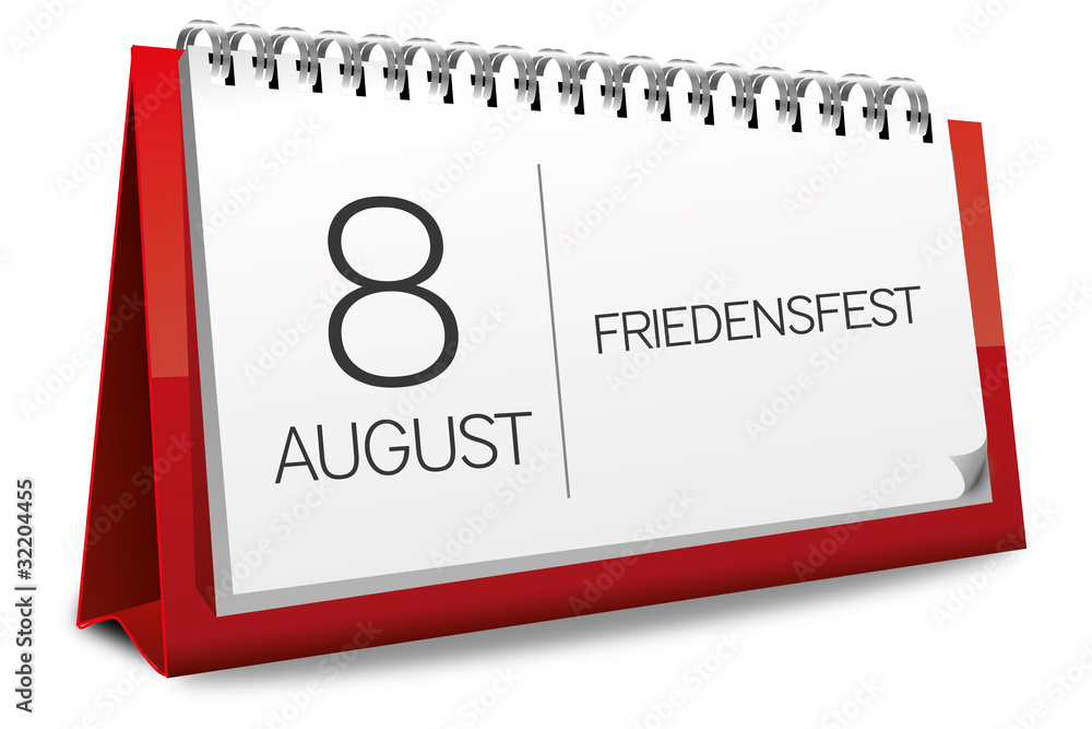 Kalender rot 8 August Friedensfest