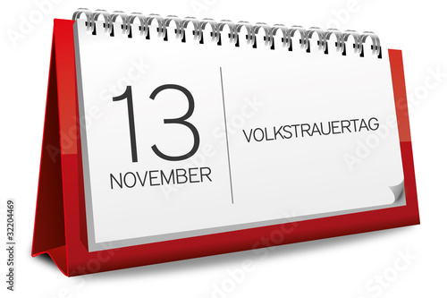 Kalender rot 13 November Volkstrauertag