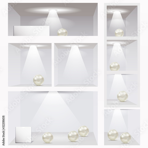Expo shelves. Editable illustration.