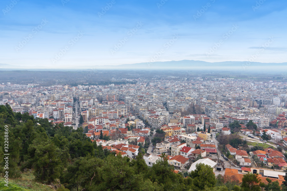 Naklejka premium Panoramic view of Serres city at north Greece