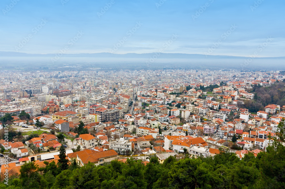Panoramic view of Serres city at north Greece