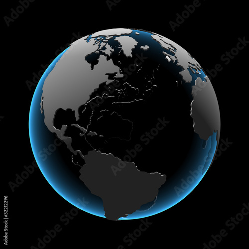 Globe  3D xray blue transparent 