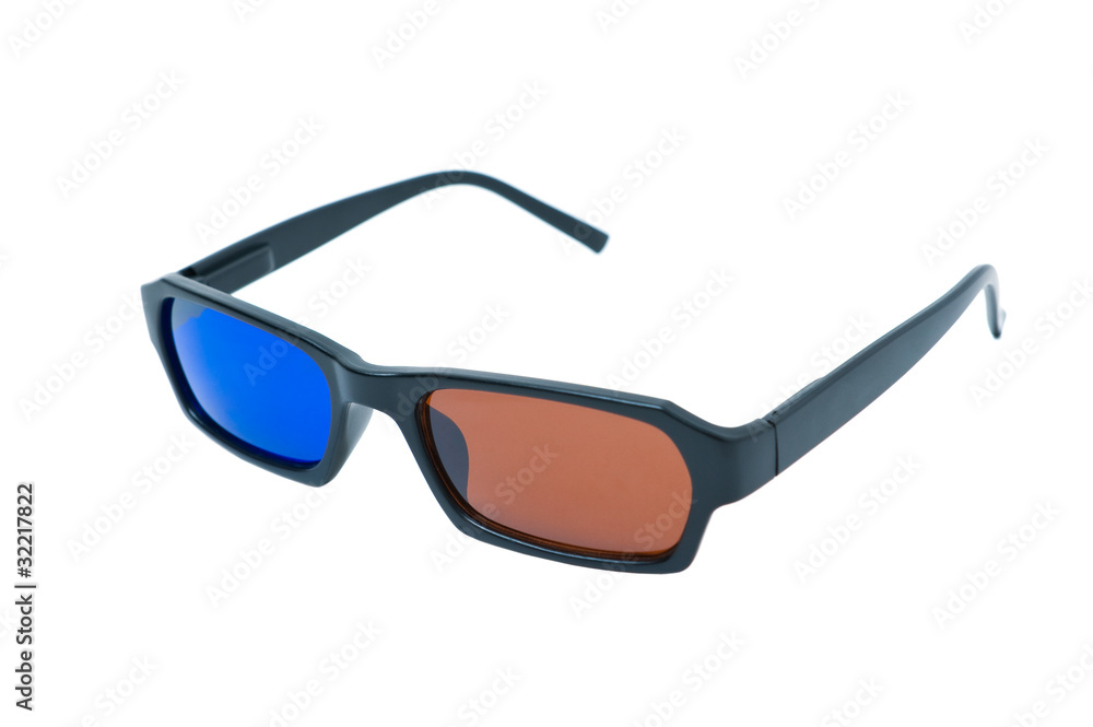 Anaglyphic blue and brown 3D glasses