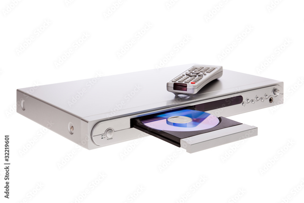 DVD player ejecting disc with remote control isolated DVD player ejecting disc with remote control isolated