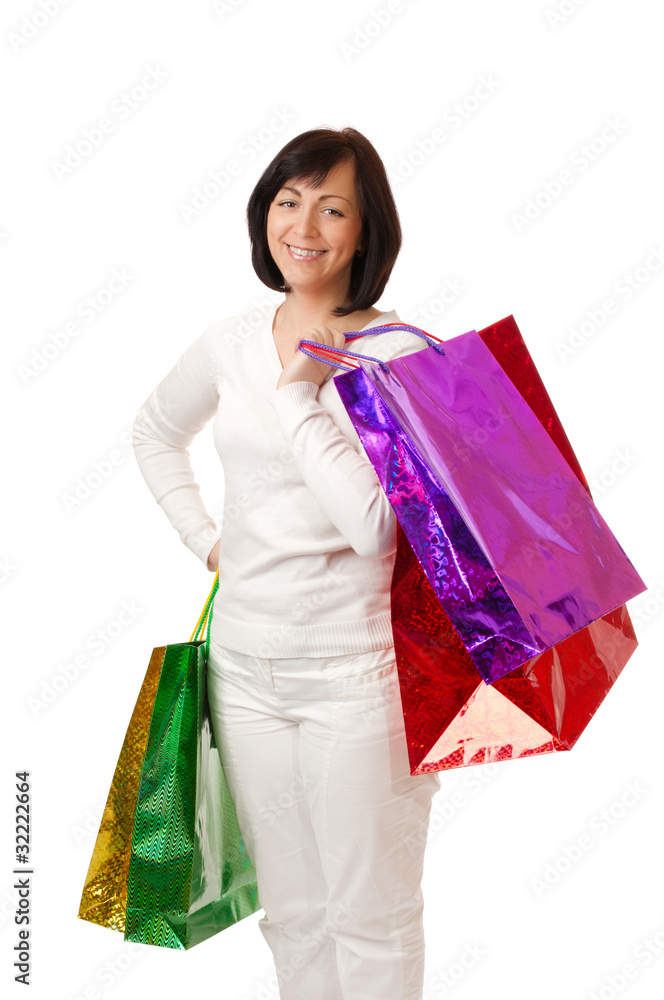 Young smiling woman with bags Young smiling woman with bags