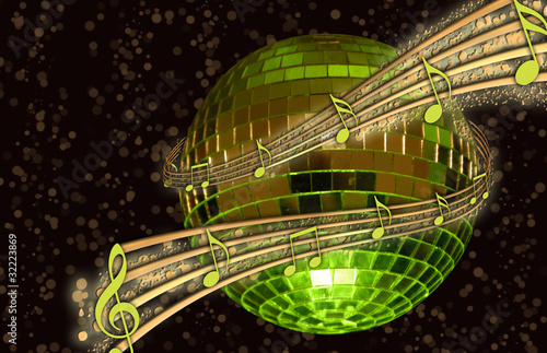 Disco Ball with Music Notes!