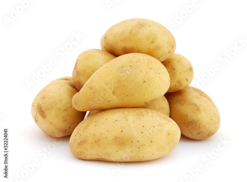 Pile of potatoes isolated on white background