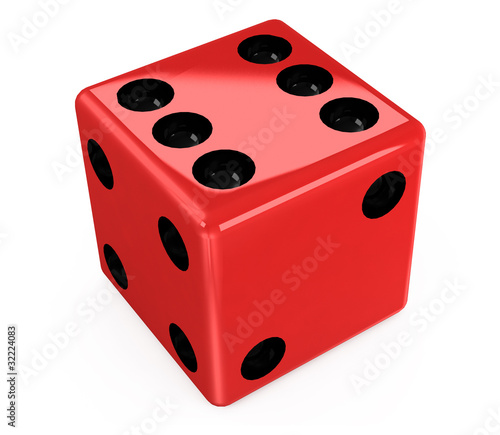 macro red dice on a white background