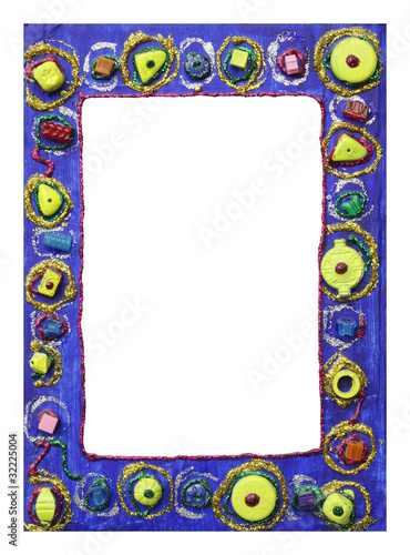 Beautiful photo frame designed with glitter glue and beads