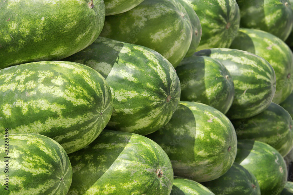 Closeview of stacked watermelon Closeview of stacked watermelon