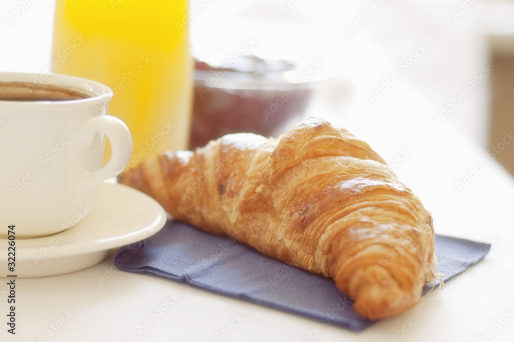 croissant,coffee and juice
