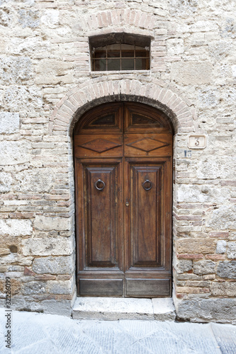 Traditional Wooden front door In Italy Tuscany