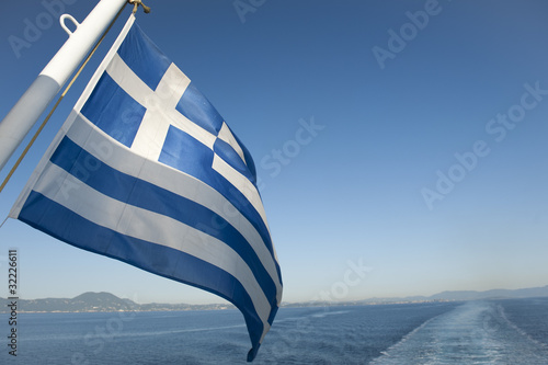 Greek flag at the end of a boat