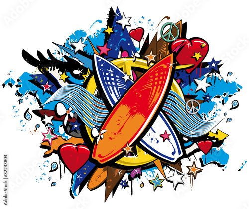 Graffiti Surf symbol pop art illustration