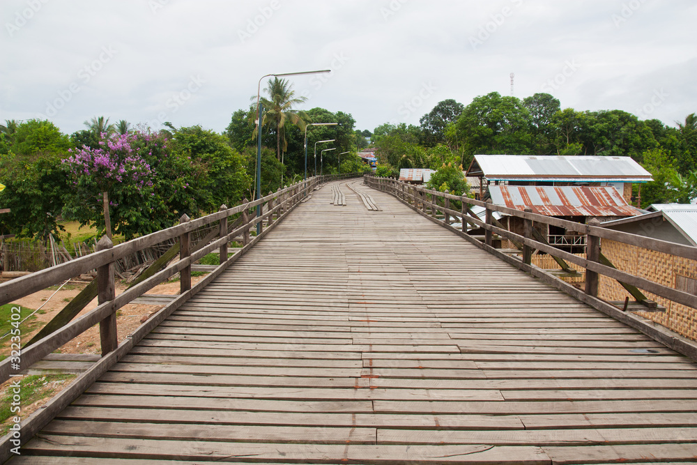 Long wooden bridge