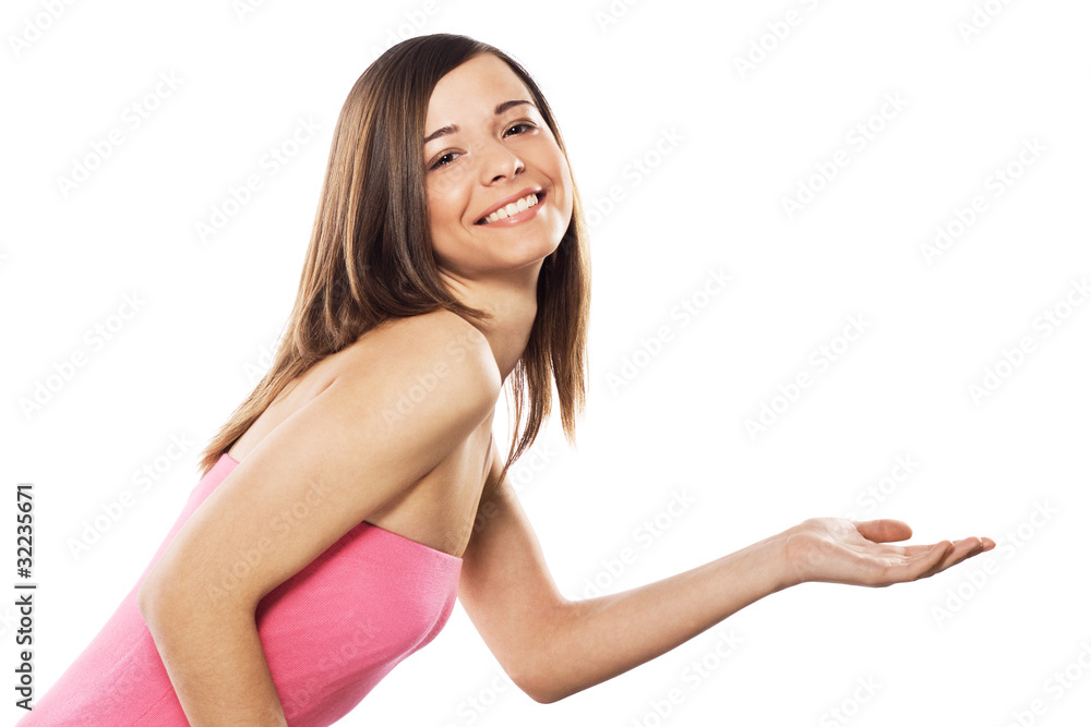 Lovely girl holding something imaginary Lovely girl holding something imaginary