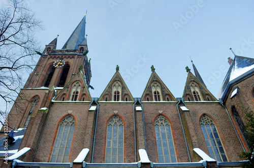 Krefeld, Germany - Church facede, spire and nave photo