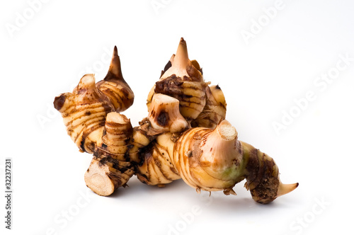 Bild auf Leinwand galangal root isolated against a white background