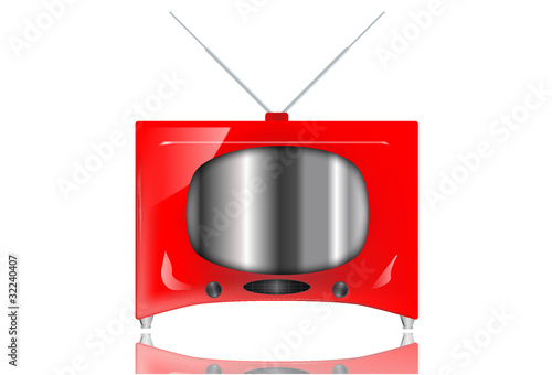 Televisor retro en rojo