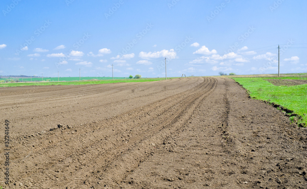 Ukrainian soil prepared for planting at spring.