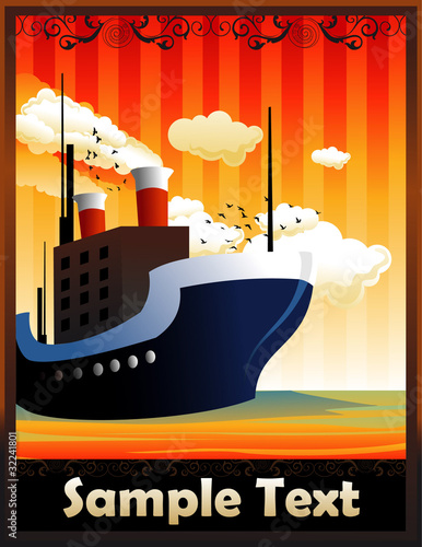 barco en arte deco en vector