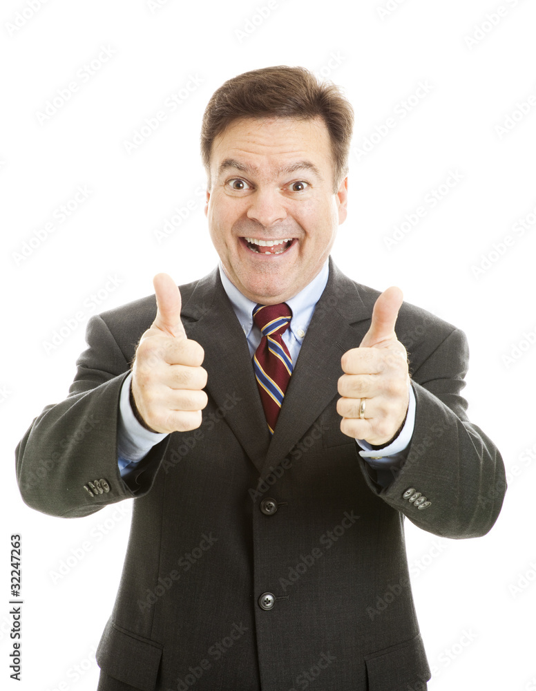 Enthusiastic Businessman Two Thumbs Up Enthusiastic Businessman Two Thumbs Up