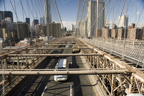 Traffic on the Brooklyn bridge, NY