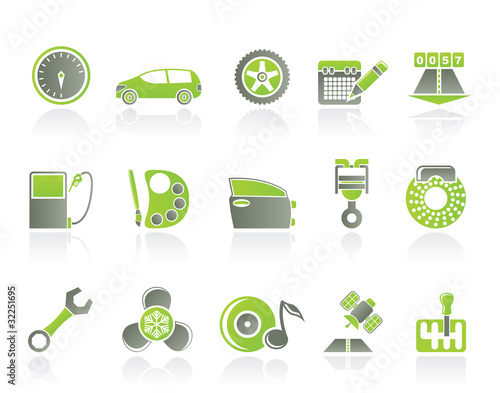 car parts, services and characteristics icons