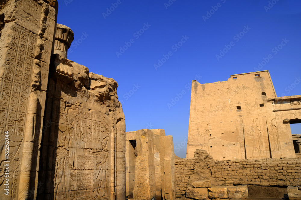 Temple at Edfu in Egypt which is dedicated to the God Horus Temple at Edfu in Egypt which is dedicated to the God Horus