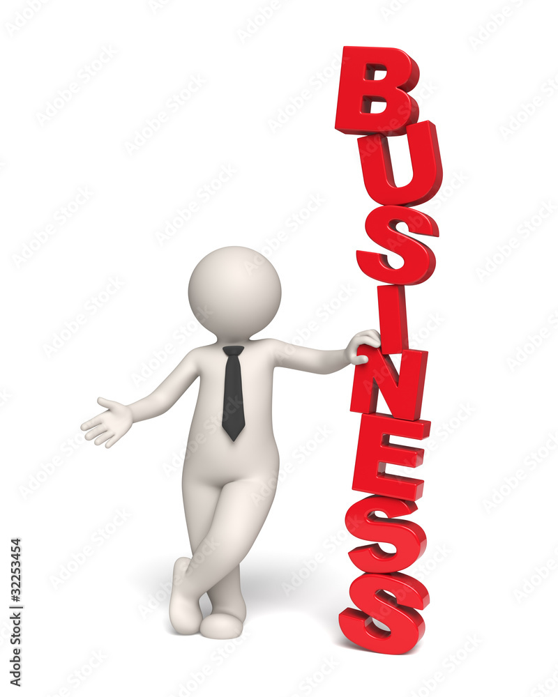 Business text - 3d man Business text - 3d man