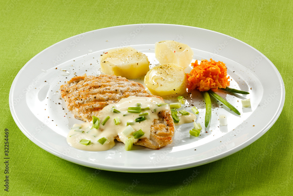 Grilled chicken breast and vegetables Grilled chicken breast and vegetables