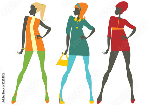 Sixties style girls silhouettes