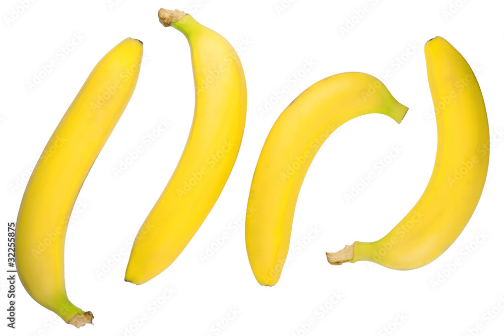 Ripe bananas on white background Ripe bananas on white background