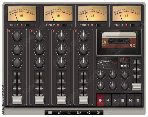 Vector portable recording studio template with icons