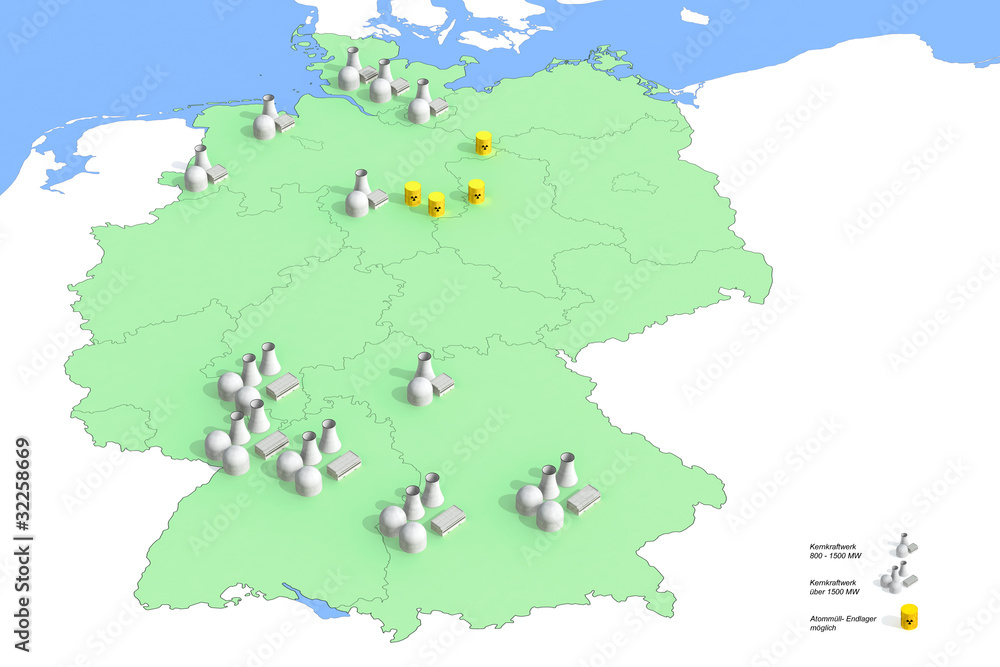 Obraz premium Atomkraftwerke in Deutschland 2011, Quelle: Bundesumweltamt