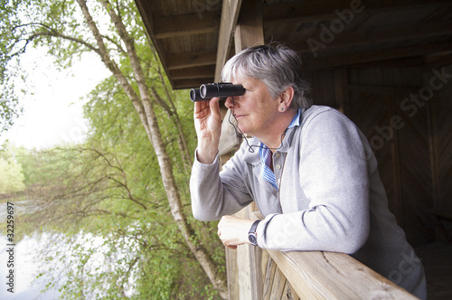 Women looking through binoculars