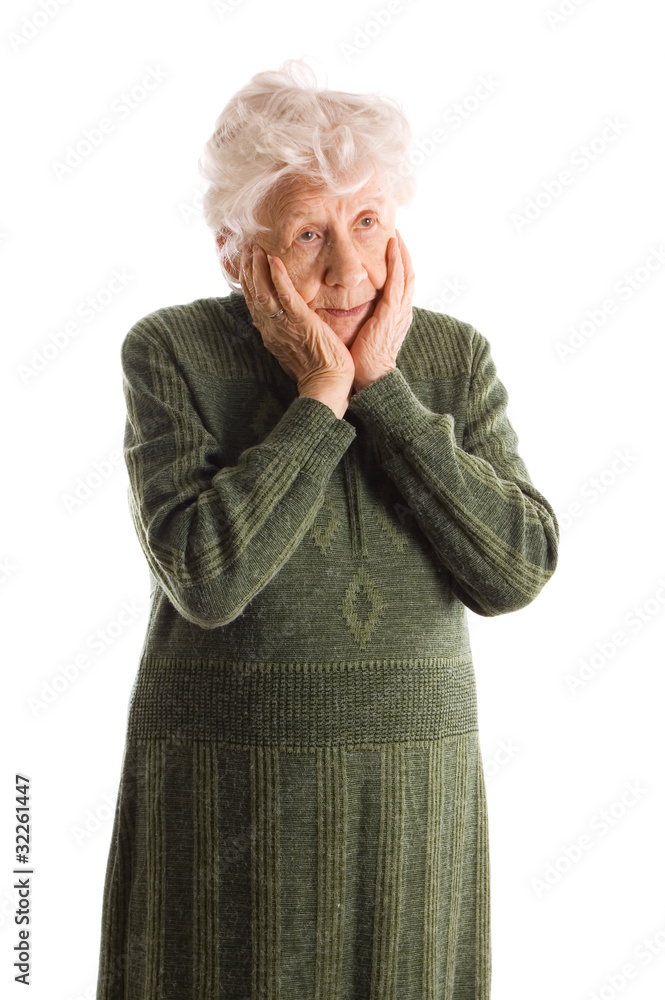 The elderly woman isolated on white The elderly woman isolated on white
