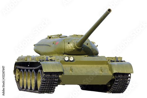 Old soviet tank isolated over white